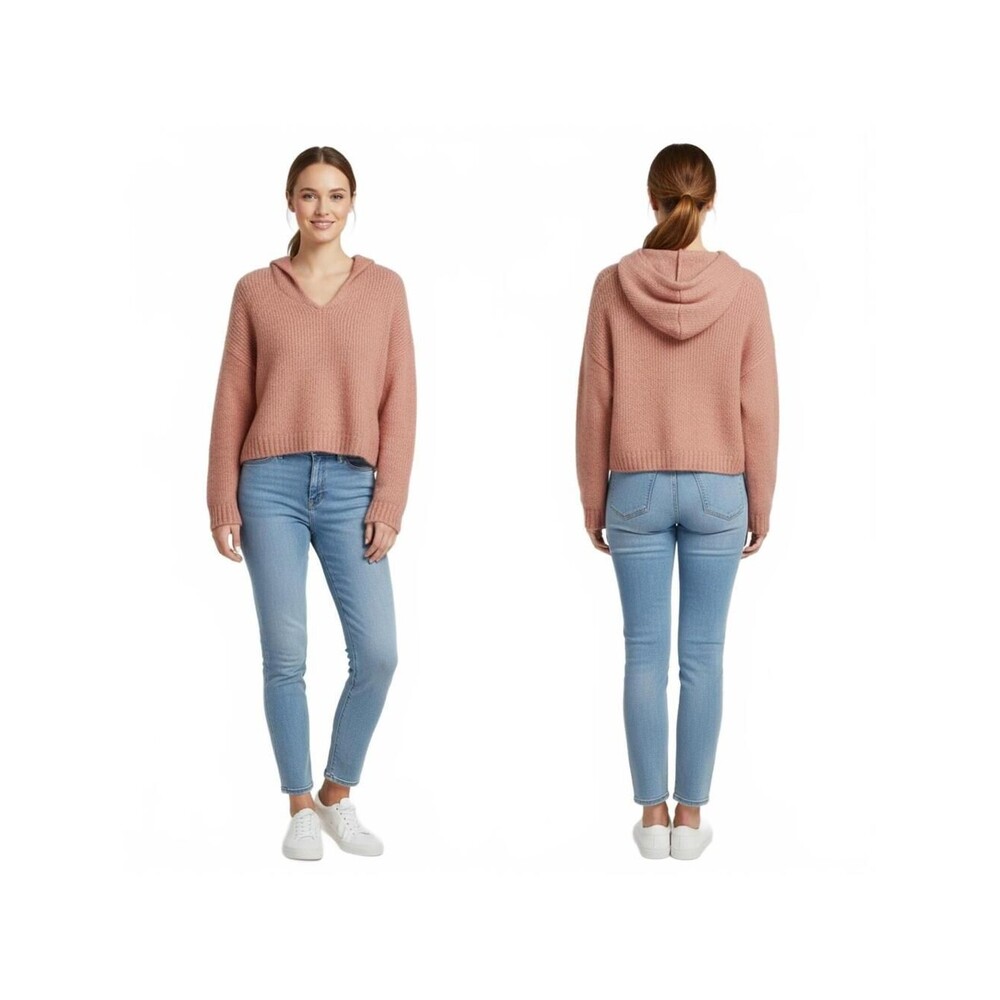 Halogen Pink V-Neck Sweater Cozy Knit